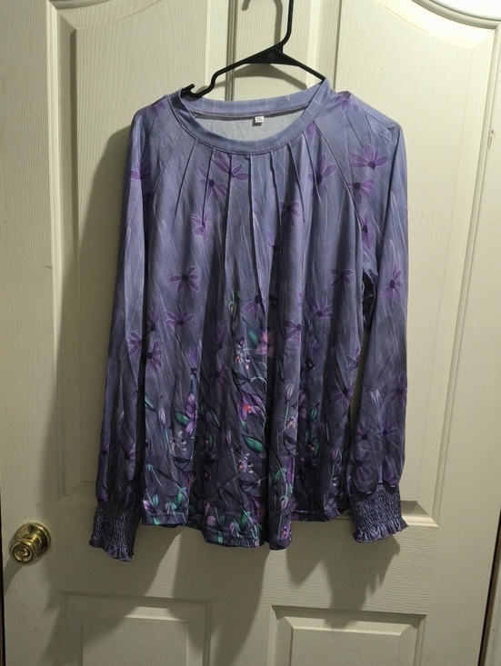 Tops - Purple Floral Long-Sleeve Women’s Top